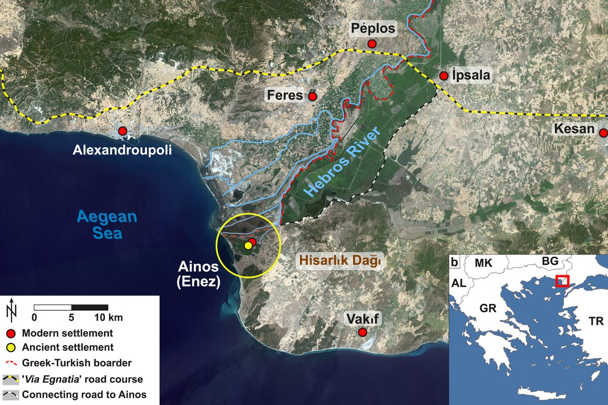 Die Lage von Ainos im türkisch-griechischen Grenzgebiet